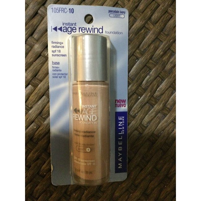 Maybelline Instant Age Rewind Foundation SPF18 Porcelain Ivory (Light 1) New.