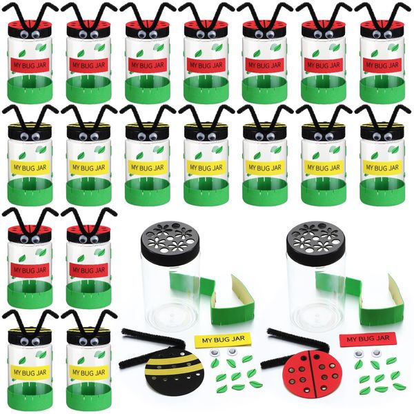 Tioncy 24 Pcs Plastic Bug Jar Craft Kit Bug Collection Kit Plastic Viewer for Science Nature Exploration Collecting