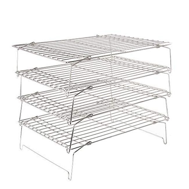 4-Tier Stackable Cooling Racks for Baking, 100% Stainless Steel Wire Rack,  Oven