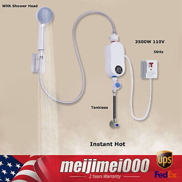 110V Instant Hot Water Heater With Shower Head Tankless Electric Shower 3500W US