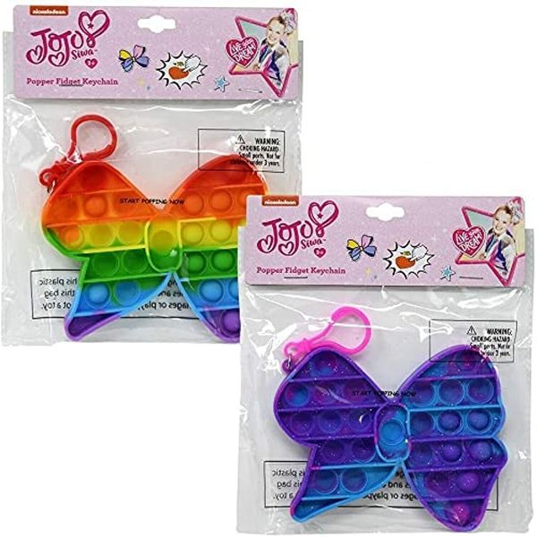 JoJo Siwa Butterfly Push Popper: Silicone Purple Rainbow Pop Bubble Fidget Toy