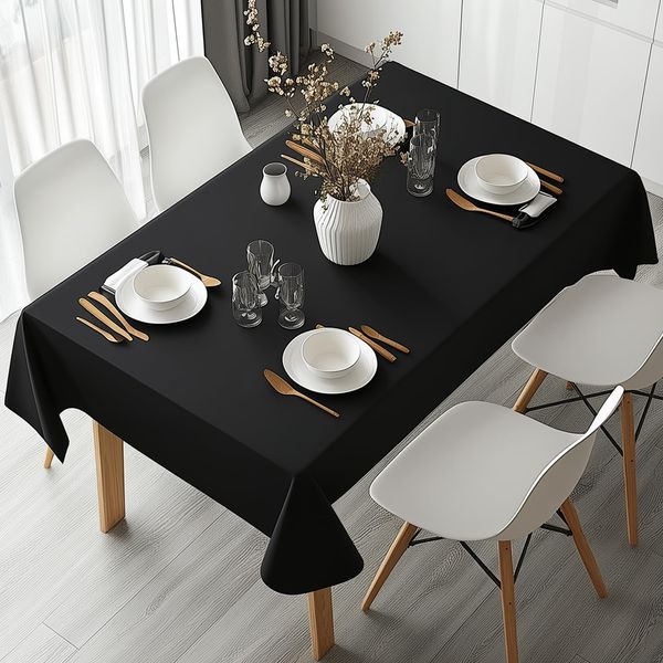 Oliomp 6 Pack Premium Black Tablecloths 54" x 108" Plastic Table Cloth Disposable for Rectangle Tables Suitable for Party Birthday and Waterproof Table Cloths Light Weight Table Cover (Black)