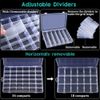2 Pack 36 Grids Clear Plastic Organizer Box with Adjustable Dividers, Small Craf
