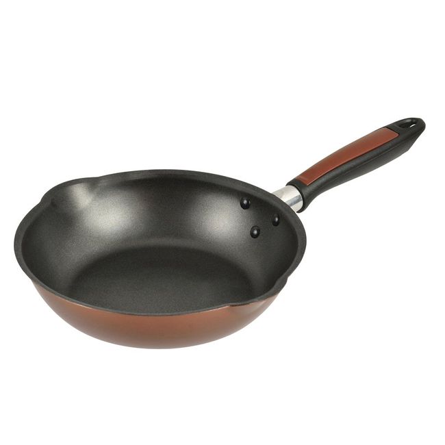 Pearl Metal HB-3031 Lightweight Pan Fluorine Processing Induction Compatible Double Mouth Deep Type Frying Pan 8.7 inches (22 cm)