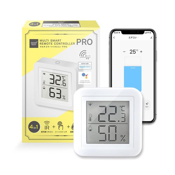 Edison Smart Remote Control (PRO Type), Built-in Thermometer and Hygrometer, Compatible with Alexa, Learning Remote Control, Smart Home DIR-S15PROWH