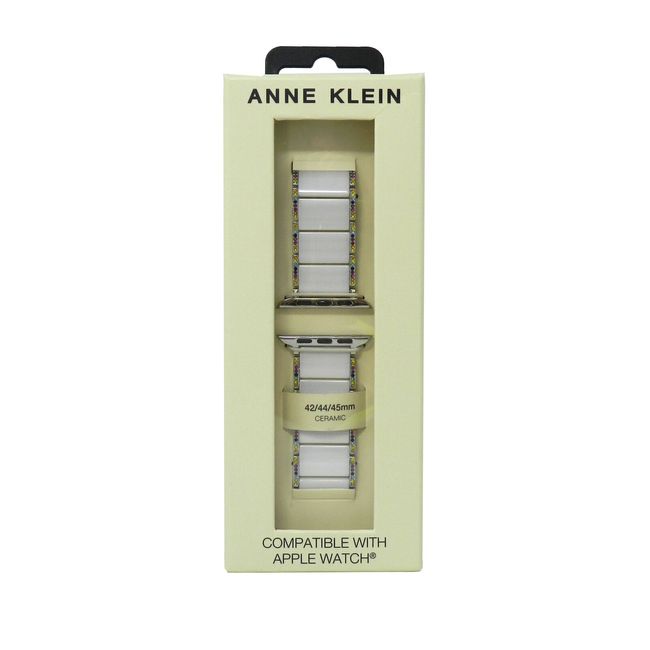 Anne Klein Fashion Chain Bracelet For Apple Watch White/Silver-Tone 42/44/45MM
