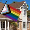 Large 60 x 90 cm Progress Rainbow Flag, 2 x 3 ft Medium 150D Progressive Rainbow Banner, Durable Double Side Print Decor Brass Eyelets Medium Progress Rainbow