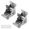 QWORK® 2 Pack Folding Lock Extension Self Locking Foldable Hinge Hardware for Table Bed Leg Feet Screws Included - Silver
