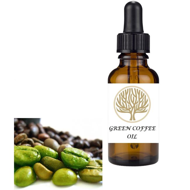 100% NATURAL Green Coffee Virgin Cold Pressed Oil. Mature & Aging Skin Dry, Cracked Skin, Eczema, Psoriasis and Other Skin Conditions, Dry& Brittle and Damaged Hair, Lip Care (30ml)