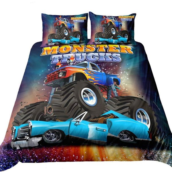 3D Bedding Set Monster Truck Home Textiles Bedclothes Duvet Cover Sets (1, Qu...