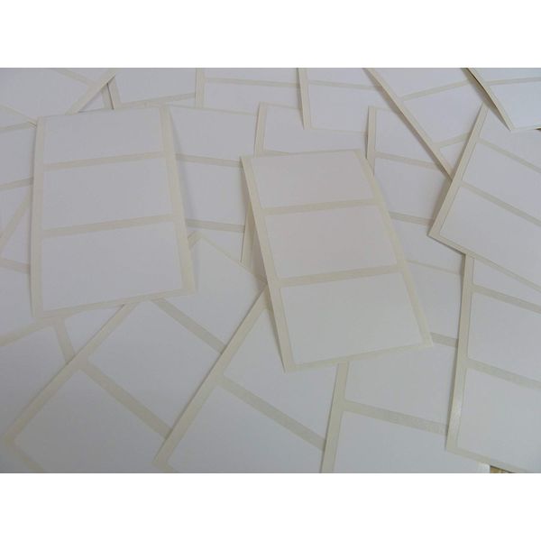 Pack of 69, 43x25mm Rectangular, White Paper Labels, Permanent Adhesive Stickers, Plain Multi Purpose Sticky Rectangles