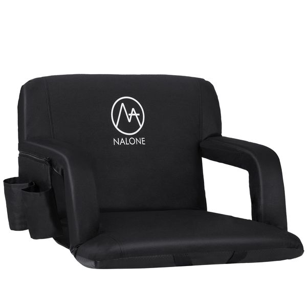 nalone 25 inch Folding Stadium Seat, Wide Stadium Chairs for Bleachers Stadium Seat Bleacher Chairs Portable with Back Supports Thick Padded Cushion Armrests Reclining（25 inch）