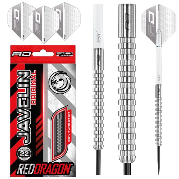 RED DRAGON Javelin: 22g - Tungsten Darts Set with Flights and Stems