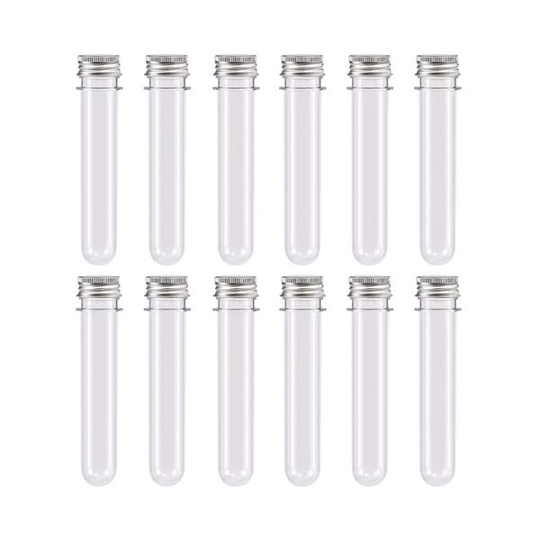 Charmoon Plastic Clear Airtight Test Tube with Lid (40ml, 12)