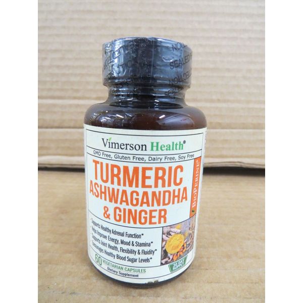 Vimerson Health Turmeric Ashwagandha & Ginger 60 Capsules EXP 05/2023