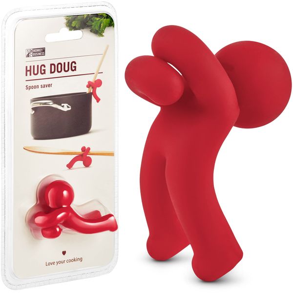 Hug Doug Spoon Saver | Spoon Holder and Lid Lifter Stopping the Spoon from Falling in | Silicone Spoon Rest | Stove Spoon Holder | Cool Kitchen Gadgets & Cute Kitchen Accessories | by Monkey Business