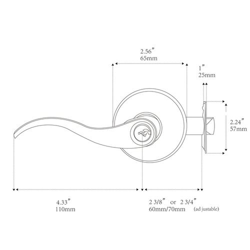 HENYIN Wave Lever Keyed Entry Door Lock/Door Knob Hardware Wave Handle and Closet Lockset (805SN-L)