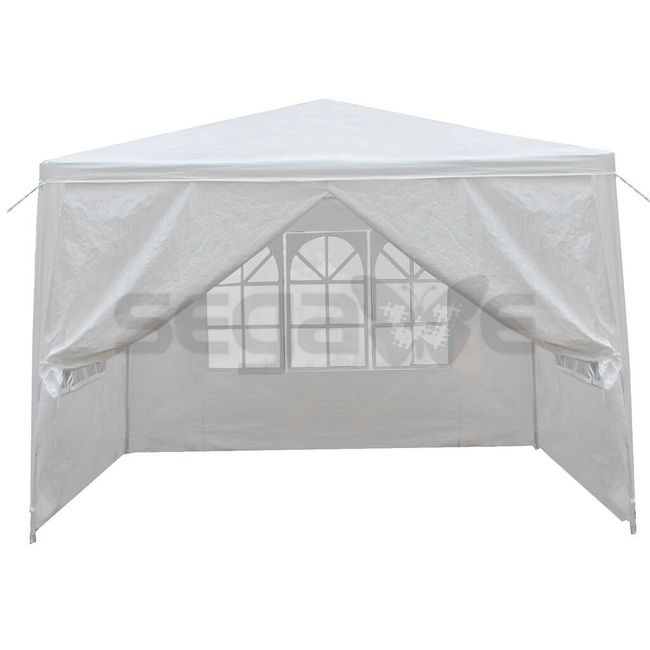 10' x 10' Canopy Party Wedding Tent Gazebo Pavilion w/4 Walls Cream/Blue/Green 