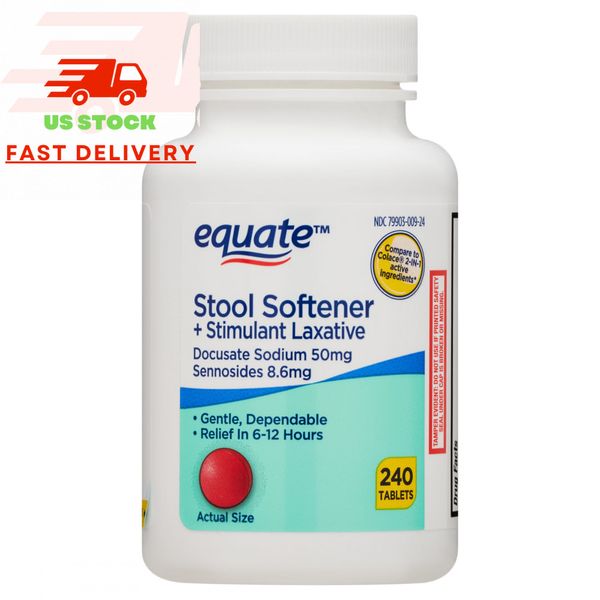 Equate Stool Softener Plus Stimulant Laxative Tablets for Constipation, 240...