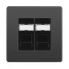 BG Evolve Black Chrome Double 2 Gang RJ45 Data Socket Black Inserts PCDBCRJ452