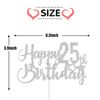 Silver Glitter Happy 25th Birthday Cake Topper - 25th Birthday Cake Topper, 25th Birthday Party Decoration
