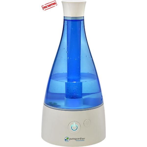 Pureguardian Ultrasonic Cool Mist Humidifier, 30 Hrs. Run Time, 0.5 Gal. Tank Ca