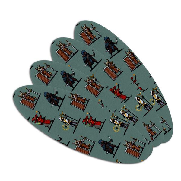 8-Bit Pixel Heroes RPG Pattern Double-Sided Oval Nail File Emery Board Set 4 Pack