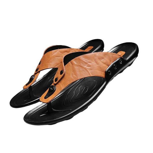 GUREITOJP Men's Leather Thong Sandals, Genuine Leather, Beach Sandals, with Thongs, Summer, Casual, Retro, Roman, Slippery, Abrasion-resistant, Outdoors, Comfortable, Flexible, Stylish, Pool, Resort,