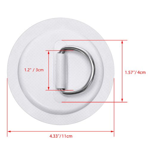 TOBWOLF 6 Pack 4.33" / 11cm Stainless Steel D-Ring Patch for Inflatable Boat Kayak Dinghy SUP, Circular D-Ring PVC Patch Stand-Up Paddleboard Canoe Rafting Accessories, NO Glue Included - White