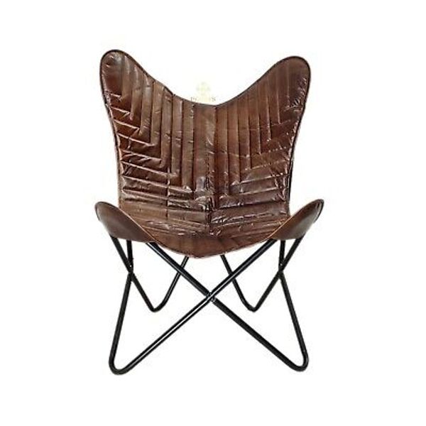 Iron Stand Indian Home Décor Leather Butterfly Sling Chair–Office Chair PL2-361