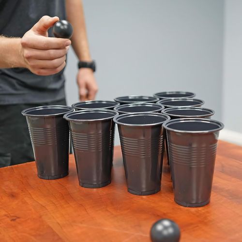 Fairly Odd Novelties Beer Pong Set 24 Cups and 4 Balls Come in GIftable Box College Drinking Party Game Novelty, Black, Extra Large, (FON-10267)
