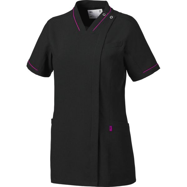 Mizuno Medical Scrub, Medical Care, Laboratory Coat, Fastener Scrub, Women's, Easy to Put on and Take Off (Stretch/Antistatic/Deodorizing/Industrial Washing Compatible), C-10 Black