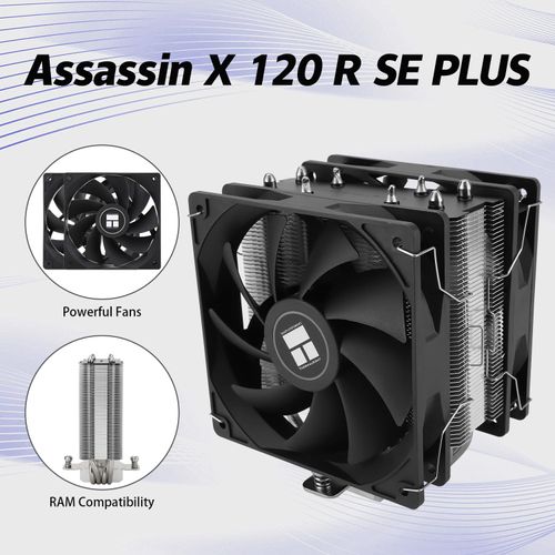 Thermalrlght Assassin X 120R SE Plus CPU Cooler, 4×6mm Heat Pipes, 1550RPM Speed 120mm PWM Quiet Fan CPU Cooler with S-FDB Bearing, for AMD AM4 AM5/Intel 1700/1150/1151/1200,Computer CPU Cooler