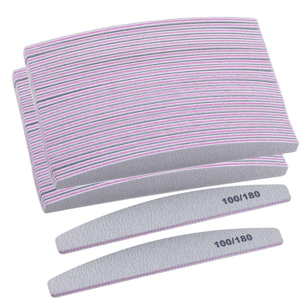 Nail Files 50 Pieces 100/180 Grits and Buffers Professional Reusable Double Sided Emery Boards Manicure Tool for Acrylic Nails