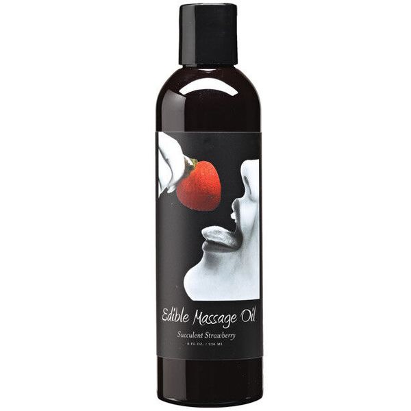 Edible Massage Oil Succulent Strawberry Flavored 8 oz by Earthly Body