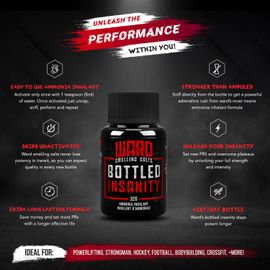 Ward Smelling Salts - Bottled Insanity - Insanely strong Ammonia Inhalant |  Smelling Salt For Powerlifting Hockey Football Weight Lifting and More 