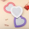 Queen-b Tabletop Stand, Mirror, Heart-Shaped Design, Stylish, Cute, Interior, Wall Hanging, Girls, Makeup, Compact, Gift (Purple)