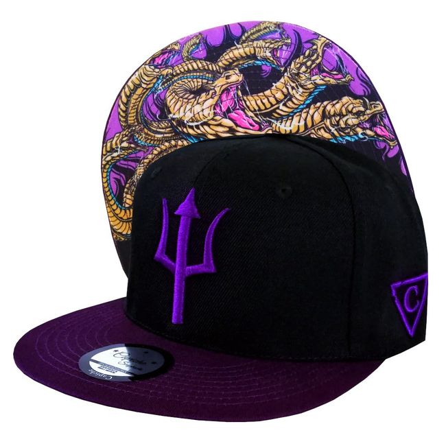 Capiche [99+ VARIATIONEN] Snapback Cap - Kappe - Baseball - Mütze - Herren - Schwarz - Griechisches mythologisches Wesen - Schlange - Mythologie - [Ancient Greek] Hydra