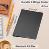 Patikil A5 Binder Cover, 4 Pcs PP 6 Ring Loose Leaf Binder Protector Refillable Notebook Folder, Black
