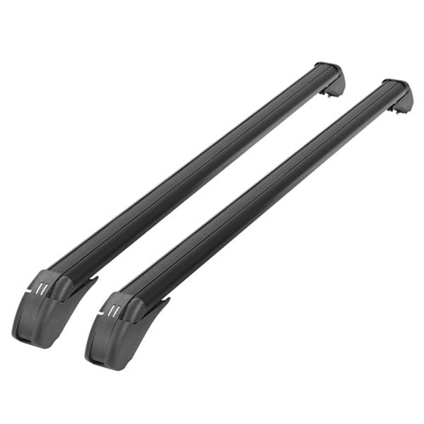 2PCS Universal 110cm/43-inch Car Roof Rack Cross Bar w/ Anti-Theft Lock Adjustable Window Frame for bike kayak cargo luggage - Black