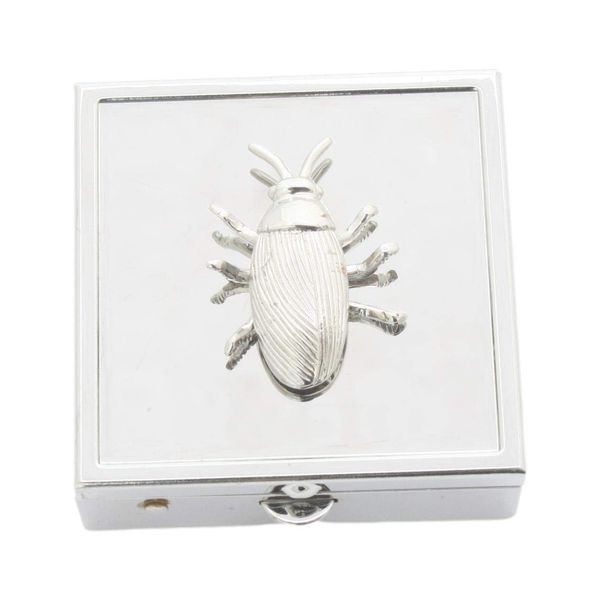 Beetle Pill Trinket Box Chrome with Mirror Gift 522