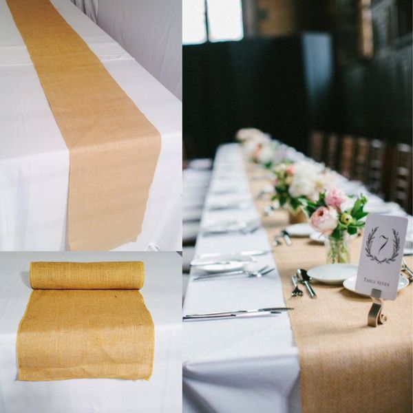 5 pack Burlap Table Runner 14" x 72" 100% JUTE BURLAP TABLE DECOR WEDDING SHOW
