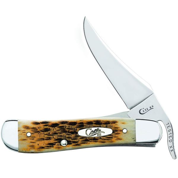 Case WR XX Pocket Knife Amber Jigged Bone Russlock Item #260 - (61953L SS) - Length Closed: 4 1/4 Inches