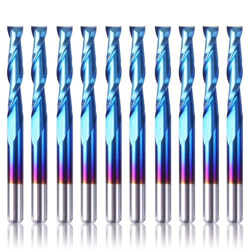 SainSmart Genmitsu Square End Mill, Double Edged, Spiral Upcut, 0.12 inch (3.175 mm) Blade Diameter, 0.1 inch (3.175 mm) Shaft (1/8" Shank), Nanoparticle Coating, Cemented Carbide for Router Bit,