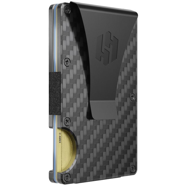 Hayvenhurst Reinvented Design Men's Wallet - Slim, Minimalistic & Seamless, Blocks RFID Scanners, Holds 12 Card & Has a Money Clip (Carbon Fiber)