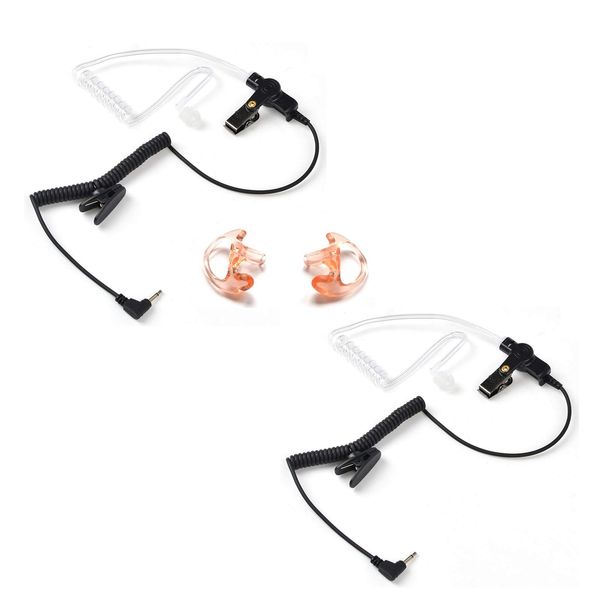 UAYESOK 3.5mm Police Listen Only Earpiece with Clear Acoustic Coil Tube for Two Way Radio, Radio Speaker Mic(2 Pack)