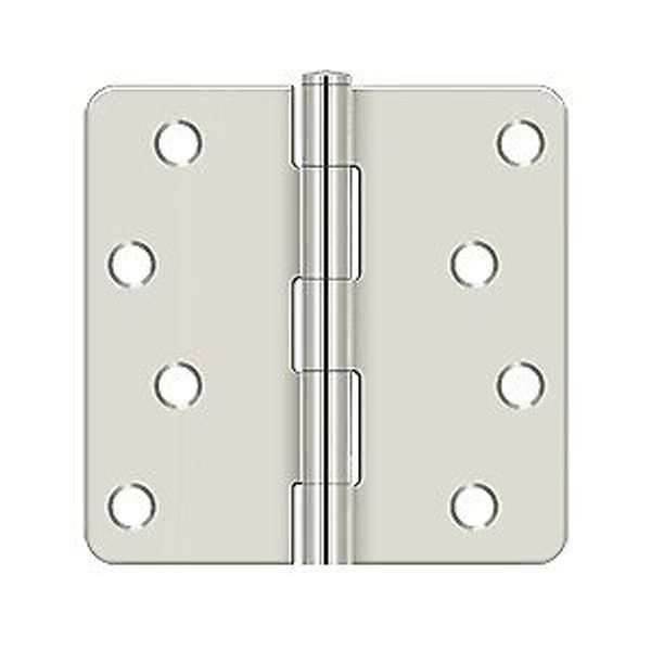 Deltana S44R414 4x1/4 Plain Bearing Mortise Door Hinge Corner Bright Nickel