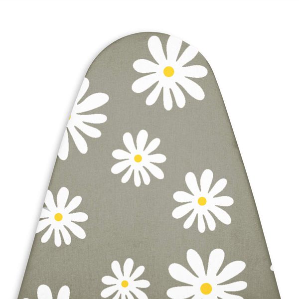 Encasa Ironing Board Covers (125x39 cm) Drawstring Tightening with Thick 3 mm Felt Padding, Easy Fit, Scorch Resistant, Printed - Daisy Grey