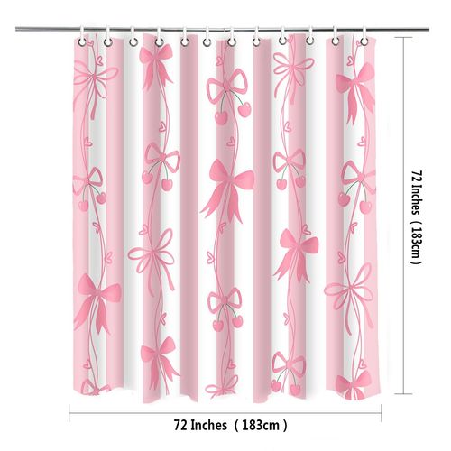 LshyMn Cute Bowknot Bows Shower Curtain Cartoon Beautiful Pink Bow Shower Curtains Set,Modern Aesthetics Girl Bathroom Decor for Hotel Restroom 72x72 Inches YLDWMN2