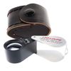10x Foldable Pocket Magnifier Loupe with UV and LED Light for Jewelry, Rocks, Coins, and Antiques - Illuminated Magnifying Tool for Eye, Stamps, Watches, Hobbies, and Gems